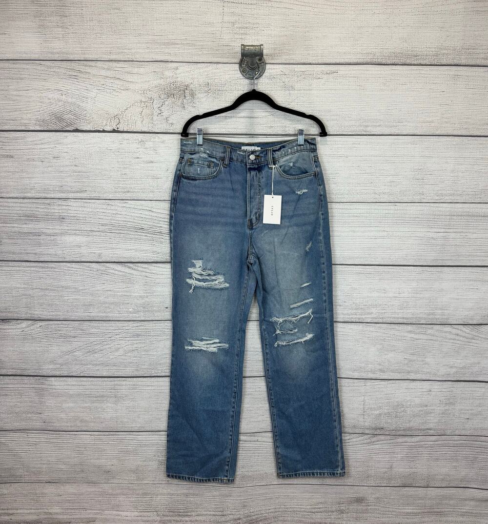 Cello Women's Super High Rise Distressed Dad Jeans Size 11